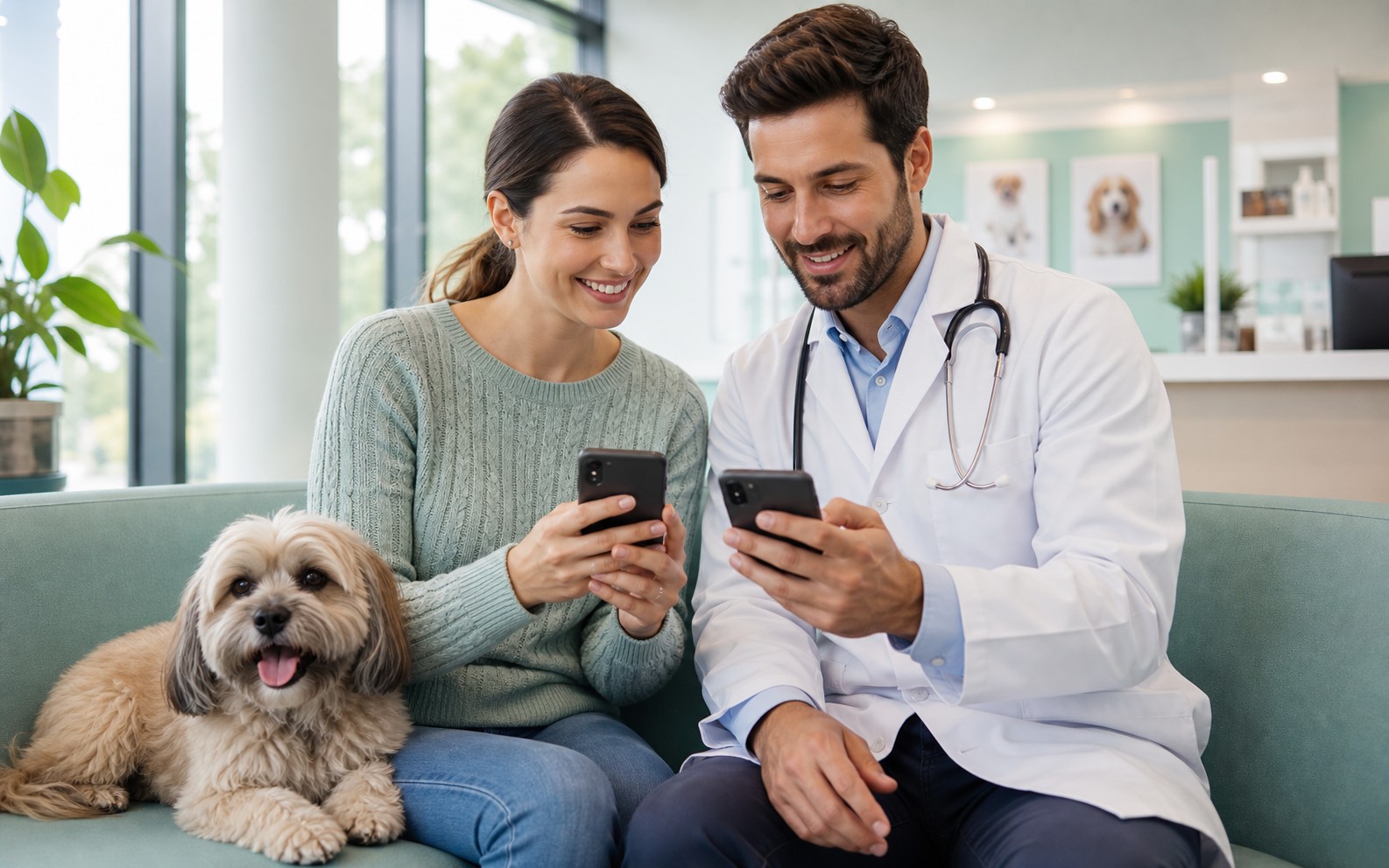 Cliente viendo recordatorios, vacunas y próximas citas de su mascota en una app móvil